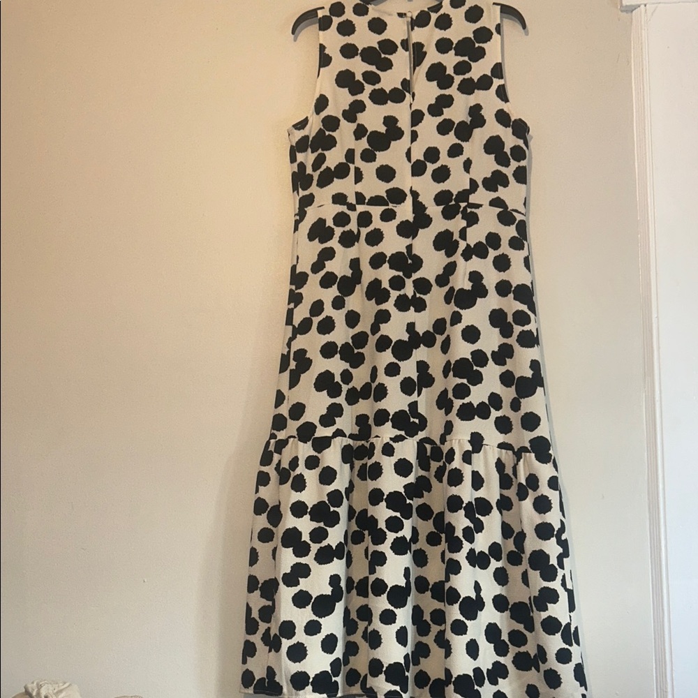 Chic Black and White Polka Dot Midi Dress - Picture 10 of 10